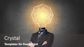  Presentation with light bulb - Slide set consisting of businessman with light bulb instead of head background and a dark gray colored foreground