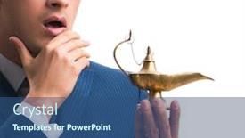  Presentation with magic - Audience pleasing slide deck consisting of businessman-with-magic-lamp-isolated backdrop and a ocean colored foreground