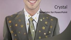  Presentation with gold stars - Colorful slide deck enhanced with businessman with many gold star backdrop and a light gray colored foreground