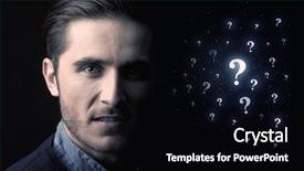  Presentation with 3d man sitting question mark - Slide set featuring businessman with many question mark background and a black colored foreground