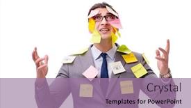  Presentation with reminders - PPT theme enhanced with businessman-with-many-reminders-isolated background and a coral colored foreground