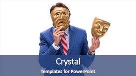  Presentation with masks - Colorful PPT layouts enhanced with businessman with masks isolated backdrop and a ocean colored foreground