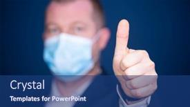  Presentation with medical service - Slide deck consisting of businessman-with-medical-mask-showing background and a ocean colored foreground