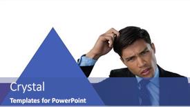  Presentation with minimal - Audience pleasing PPT layouts consisting of businessman-with-minimal-shapes-thinking backdrop and a ocean colored foreground