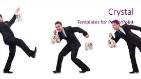  Presentation with money - Presentation theme consisting of businessman with money sacks isolated background and a  colored foreground