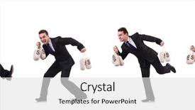  Presentation with money - PPT theme consisting of businessman with money sacks isolated background and a  colored foreground