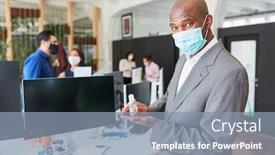  Presentation with nose - Beautiful slide set featuring businessman-with-mouth-nose-protection backdrop and a mint green colored foreground