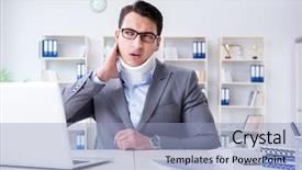  Presentation with pressure injury - Amazing slide deck having businessman with neck injury working backdrop and a light blue colored foreground