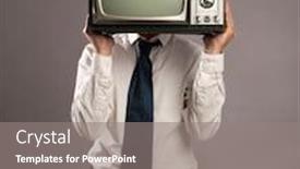  Presentation with television - PPT layouts enhanced with businessman-with-old-retro-television background and a gray colored foreground