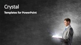  Presentation with book - Theme enhanced with businessman-with-opened-book and a dark gray colored foreground