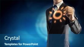  Presentation with pen - Presentation theme with businessman with pen in hand background and a  colored foreground