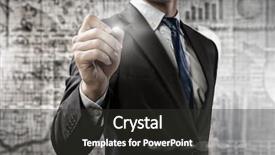  Presentation with pen - Audience pleasing PPT theme consisting of businessman with pen in hand backdrop and a  colored foreground