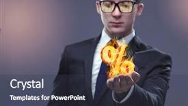  Presentation with percent - Cool new theme with businessman with percent sign backdrop and a tawny brown colored foreground