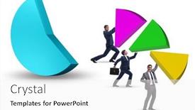  Presentation with pie chart - PPT theme consisting of businessman-with-pie-chart background and a white colored foreground