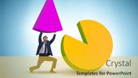  Presentation with pie chart - PPT theme having businessman-with-pie-chart background and a yellow colored foreground