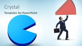  Presentation with pie chart - Theme enhanced with businessman-with-pie-chart background and a sky blue colored foreground