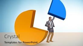  Presentation with pie chart - PPT layouts with businessman-with-pie-chart background and a gold colored foreground