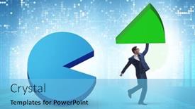  Presentation with pie chart - Presentation theme enhanced with businessman-with-pie-chart background and a light blue colored foreground