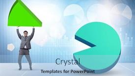  Presentation with pie chart - Slide set having businessman-with-pie-chart background and a light blue colored foreground