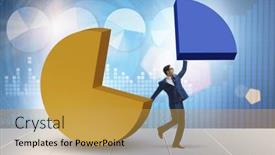  Presentation with pie chart - PPT theme consisting of businessman-with-pie-chart background and a yellow colored foreground