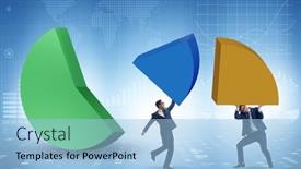  Presentation with pie chart - Presentation design enhanced with businessman-with-pie-chart background and a light blue colored foreground