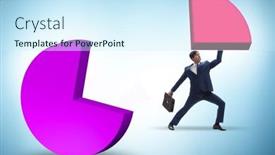  Presentation with pie chart - Slides featuring businessman-with-pie-chart background and a cool aqua colored foreground