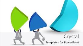  Presentation with pie chart - PPT theme enhanced with businessman-with-pie-chart background and a white colored foreground