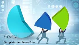  Presentation with pie chart - Slides having businessman-with-pie-chart background and a light blue colored foreground