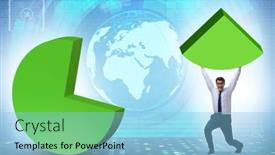  Presentation with pie chart - Presentation enhanced with businessman-with-pie-chart background and a light blue colored foreground