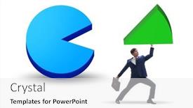  Presentation with pie chart - Presentation design enhanced with businessman-with-pie-chart background and a  colored foreground