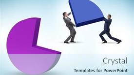  Presentation with pie chart - Slide set having businessman-with-pie-chart background and a  colored foreground
