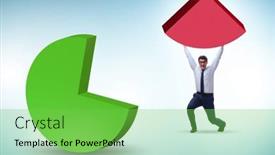  Presentation with pie chart - Theme consisting of businessman-with-pie-chart background and a  colored foreground