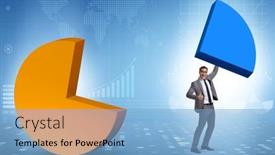  Presentation with pie chart - Slide set with businessman-with-pie-chart background and a light blue colored foreground