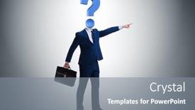  Presentation with question - Slide set featuring businessman-with-question-mark-instead background and a gray colored foreground