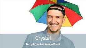  Presentation with rainbow unicorn - Audience pleasing PPT theme consisting of businessman with rainbow hat umbrella backdrop and a light blue colored foreground