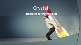  Presentation with rocket - Audience pleasing theme consisting of businessman-with-rocket backdrop and a ocean colored foreground