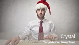  Presentation with editable of computer memory - Amazing presentation having businessman with santa hat working backdrop and a gray colored foreground