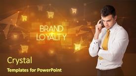  Presentation with brand loyalty - Audience pleasing slides consisting of businessman-with-shopping-cart-icons backdrop and a tawny brown colored foreground