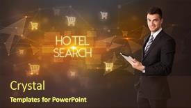  Presentation with search - Colorful PPT theme enhanced with businessman-with-shopping-cart-icons backdrop and a tawny brown colored foreground