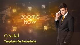  Presentation with now - Audience pleasing PPT theme consisting of businessman-with-shopping-cart-icons backdrop and a tawny brown colored foreground