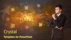  Presentation with sales funnel - Amazing slide set having businessman-with-shopping-cart-icons backdrop and a tawny brown colored foreground