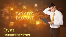  Presentation with early bird - Theme enhanced with businessman-with-shopping-cart-icons background and a tawny brown colored foreground