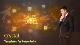  Presentation with sales funnel - Amazing PPT theme having businessman-with-shopping-cart-icons backdrop and a tawny brown colored foreground