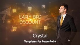  Presentation with early bird - Slide set consisting of businessman-with-shopping-cart-icons background and a tawny brown colored foreground