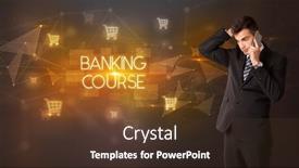  Presentation with online banking - Beautiful PPT theme featuring businessman-with-shopping-cart-icons backdrop and a tawny brown colored foreground