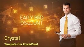  Presentation with early bird - Amazing presentation design having businessman-with-shopping-cart-icons backdrop and a tawny brown colored foreground