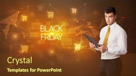  Presentation with friday - Audience pleasing PPT theme consisting of businessman-with-shopping-cart-icons backdrop and a tawny brown colored foreground