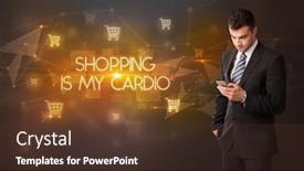  Presentation with online shopping - Audience pleasing PPT theme consisting of businessman-with-shopping-cart-icons backdrop and a tawny brown colored foreground