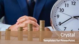  Presentation with stack - Audience pleasing presentation consisting of businessman with stacks of coins backdrop and a coral colored foreground