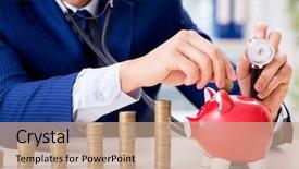  Presentation with stacks of rupee coins - Colorful presentation theme enhanced with businessman with stacks of coins backdrop and a  colored foreground